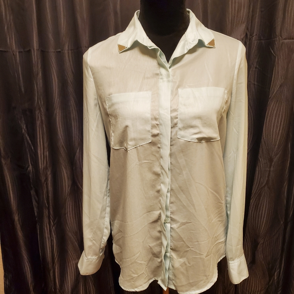 Mint Green Sheer Button-up